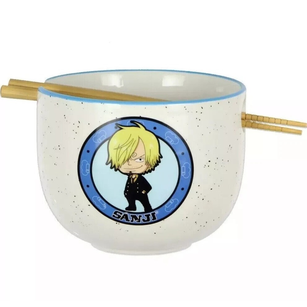 One Piece Sanji Ceramic Ramen Bowl‎ and Chopstick Set, 14-Ounce NEW